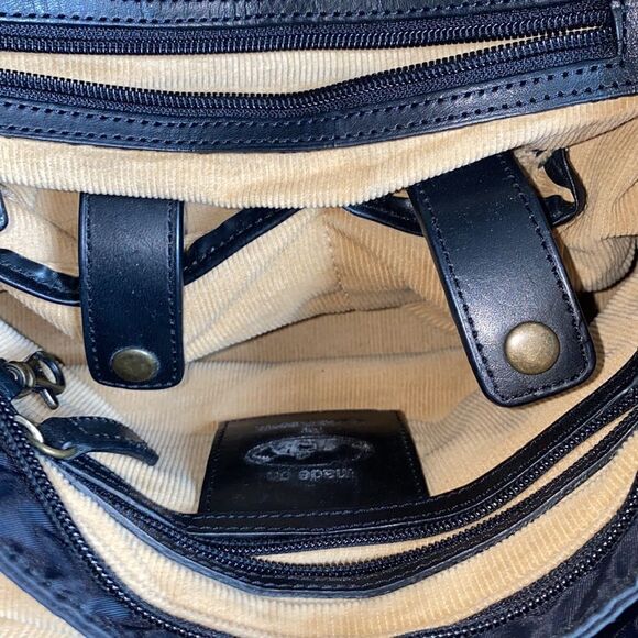 DAVID & SCOTTI Triple Compartment Black Nylon Hobo - Picture 8 of 11